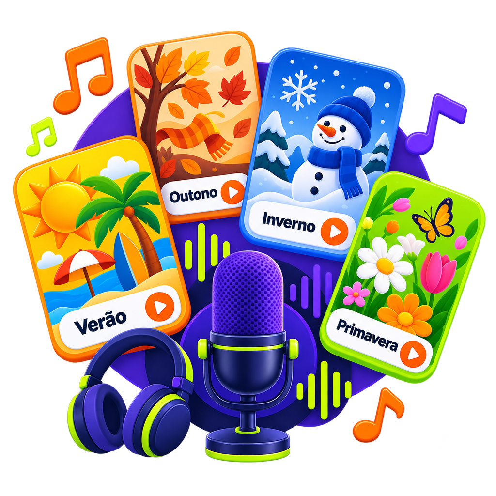 Vinhetas cantadas para rádio nas quatro estações do ano: Verão, Outono, Inverno e Primavera